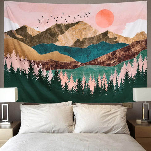 Mountain Tapestry Forest --Sunset Tapestry -Nature Landscape Tapestry